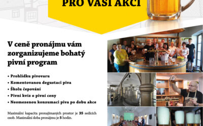 Pivovarské prostředí pro vaše akce